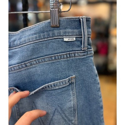 SOLD! MOTHER Blue Patch Pocket Maven Denim Wide Leg Mid Rise Ankle Jeans Sz. 31