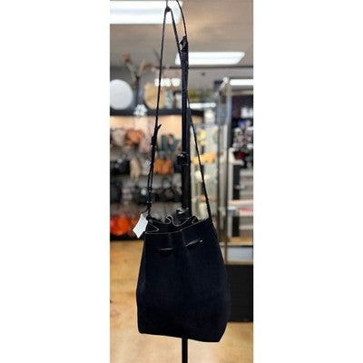 MANSUR GAVRIEL Italy Black Suede Leather Bucket Crossbody Bag w/ Wristlet