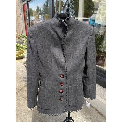 Vintage VALENTINO + Patty Ann Exclusives Grey Wool Skirt Suit Size 10