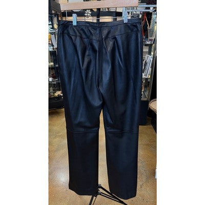Vintage ST. JOHN Black Leather Wide Leg Pants Sz. 8