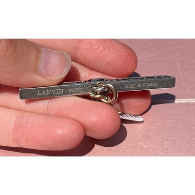 LANVIN PARIS Gold & Silver Tone Mixed Chunky Metal Choker Necklace w/