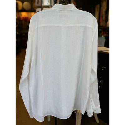 ORLEBAR BROWN White Men's Long Sleeve Linen Button-Up Shirt - XXL