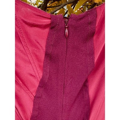 PRADA Burgundy Silk Bodycon Short Sleeve Zip Asymmetrical Dress Sz. 40