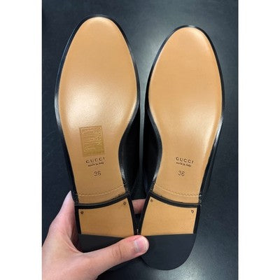 GUCCI Princetown Leather Mules Embroidered Floral Horse bit Flats (New w/box) Sz. 36