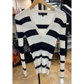 PROENZA SCHOULER Navy & Cream Striped Wool Silk Cashmere Blend - Medium