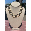 LANVIN PARIS Gold & Silver Tone Mixed Chunky Metal Choker Necklace w/