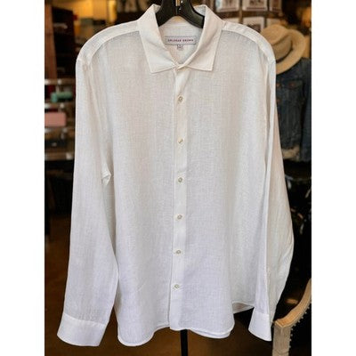 ORLEBAR BROWN White Men's Long Sleeve Linen Button-Up Shirt - XXL