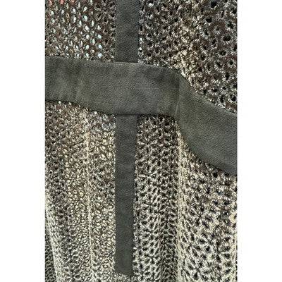 Vintage DOUGLAS HANNANT Brown Perforated Long Sleeved Jacket Cardigan Sz. 14