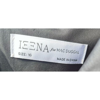 IEENA for MAC DUGGAL Black Ruffle Tiered V Neck Gown Basic Band Waist New Sz. 16
