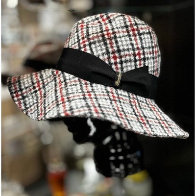 Borsalino Italy Black & Red Alpaca Blend Wool Vintage Hat - Medium