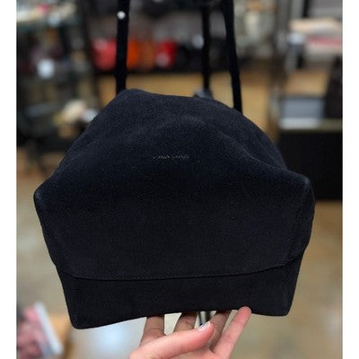 MANSUR GAVRIEL Italy Black Suede Leather Bucket Crossbody Bag w/ Wristlet