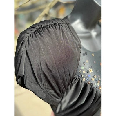 Vintage 80’s CASADEI Black Sequined Draped Rouched Cocktail Dress - Small/Medium