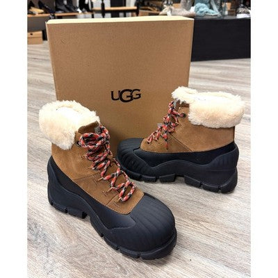 UGG Brown & Black Adiroam Hiker Lace Up Sheepskin Boots New Sz. 9 1/2
