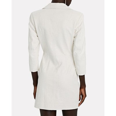 retrofete White Vtg. Lambskin Leather Willa Ruched Assym. Button Mini Dress - X-Small