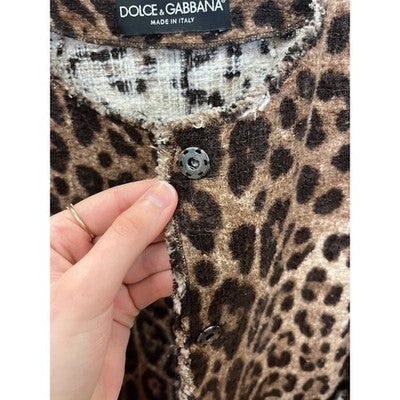 DOLCE & GABBANA Made in Italy Animal-Print Leopard Cropped Jacket Sz. 40