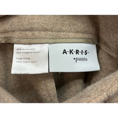 AKRIS punto Tan Wool Blend Belted Cropped Wide Leg Pants Sz. 14