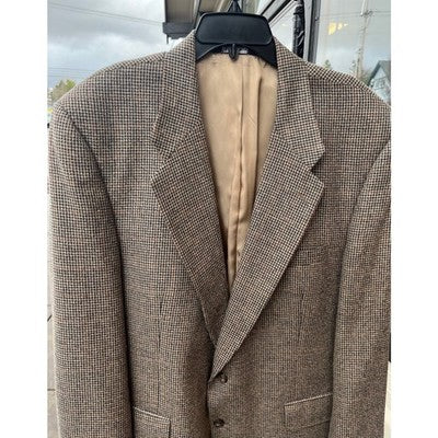 Vintage Men’s Burberrys Tan & Black Houndstooth Wool Blazer Burberry Jacket - XL