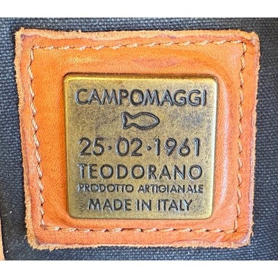 CAMPOMAGGI TEODORANO Italy Blue Canvas/Leather Tote Bag