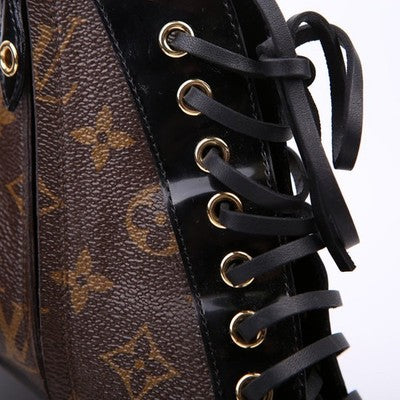 SOLD! LOUIS VUITTON Patent Monogram Canvas Star Trail Zip Lace Ankle Boots w/Box Sz. 39