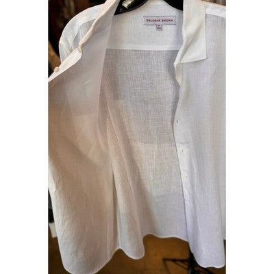 ORLEBAR BROWN White Men's Long Sleeve Linen Button-Up Shirt - XXL
