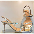 TORY BURCH Gold Penelope Slingback Leather Buckle Charm Heels (New) Sz. 10
