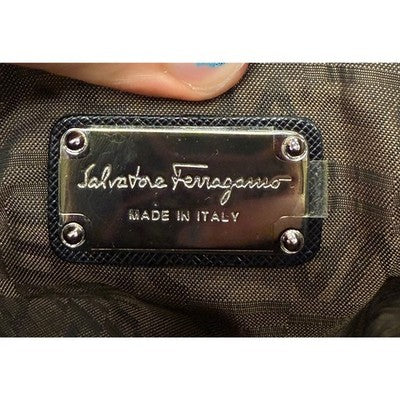 SOLD! Salvatore Ferragamo Black Leather Shoulder Gancini Luisa Nero Calf Bag w/Box