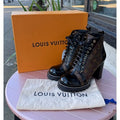 SOLD! LOUIS VUITTON Patent Monogram Canvas Star Trail Zip Lace Ankle Boots w/Box Sz. 39