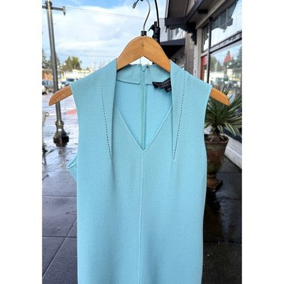 SOLD! ST. JOHN Blue Sleeveless Midi Hand Sewn Shift Dress Sz. 6