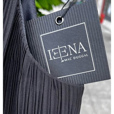IEENA for MAC DUGGAL Black Ruffle Tiered V Neck Gown Basic Band Waist New Sz. 16