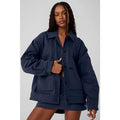 SOLD! alo Yoga Navy Blue Button Up Oversized One Up Unisex Boxy Cotton Jacket - Small