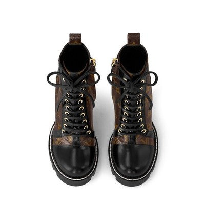 SOLD! LOUIS VUITTON Patent Monogram Canvas Star Trail Zip Lace Ankle Boots w/Box Sz. 39