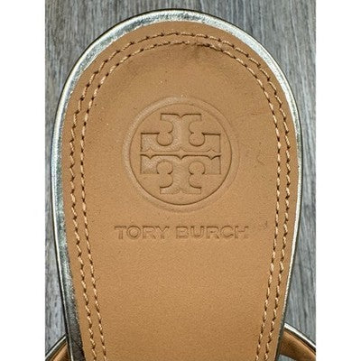 TORY BURCH Gold Penelope Slingback Leather Buckle Charm Heels (New) Sz. 10
