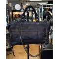 BE & D Brown Leather Satchel Tote Chain Top Zip Bag