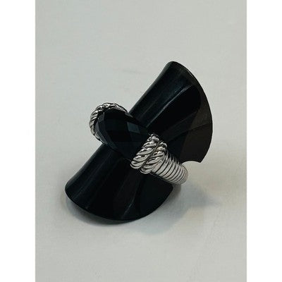 Judith Ripka Sterling Silver 925 Pineapple Cut Onyx Ring Sz. 8