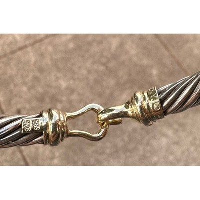 SOLD! DAVID YURMAN Sterling 925 14K Yellow Gold 7mm Classic Cable Buckle Bracelet