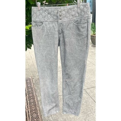 Authentic CHANEL Grey Quilted Skinny Jeans Sz. 38