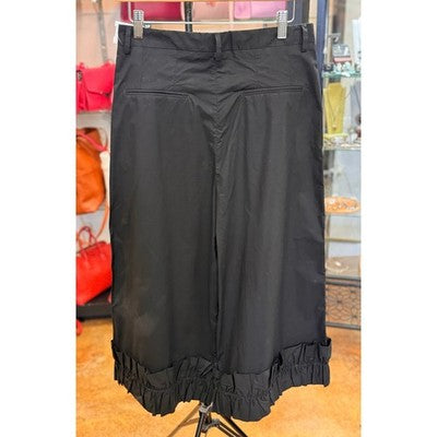 MONCLER Black Kei Ninomiya Wide Straight Leg Light-Weight Ruffled Pants Sz. 6