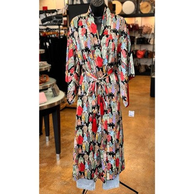 NATORI Dynasty Line Geisha Kaffa Belted Tassle Robe Small