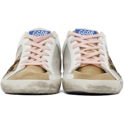 GOLDEN GOOSE White Superstar Leopard Horsy Star Glitter Heel Shoes w/Box Sz. 36