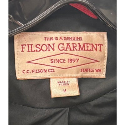 Filson Black Men's Zip Button Up The Explorer Cover Cotton Cloth Jacket - Medium