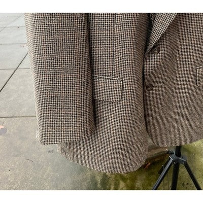 Vintage Men’s Burberrys Tan & Black Houndstooth Wool Blazer Burberry Jacket - XL