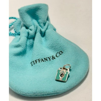 TIFFANY & CO. Sterling Silver 925 Diamond Enamel Present Gift Box Pend