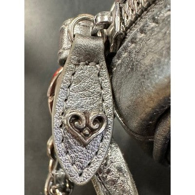Brighton Silver Rosie Mini Camera Leather Rose Zip Crossbody Bag