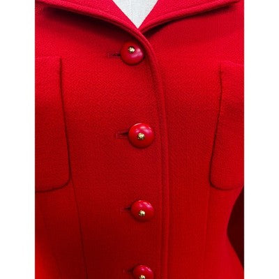 Vintage 90’s CHANEL Boutique Knit Professional Red Skirt Suit Sz. 40