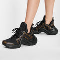 LOUIS VUITTON LV Black Archlight Sneaker Monogram Lace Up Chunky Shoes Sz. 38