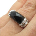 Judith Ripka Sterling Silver 925 Pineapple Cut Onyx Ring Sz. 8