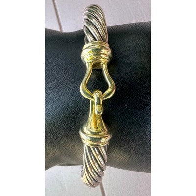 SOLD! DAVID YURMAN Sterling 925 14K Yellow Gold 7mm Classic Cable Buckle Bracelet