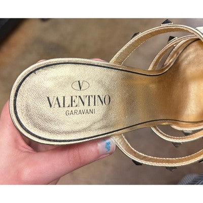 VALENTINO Garavino Rockstud Metallic Boucle Pointed Toe Mules Heels (New) Sz. 9 1/2