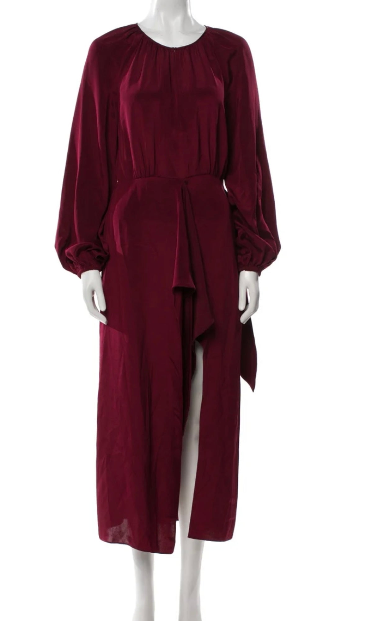 LA LIGNE Silk Pleated Burgundy Dress - Medium