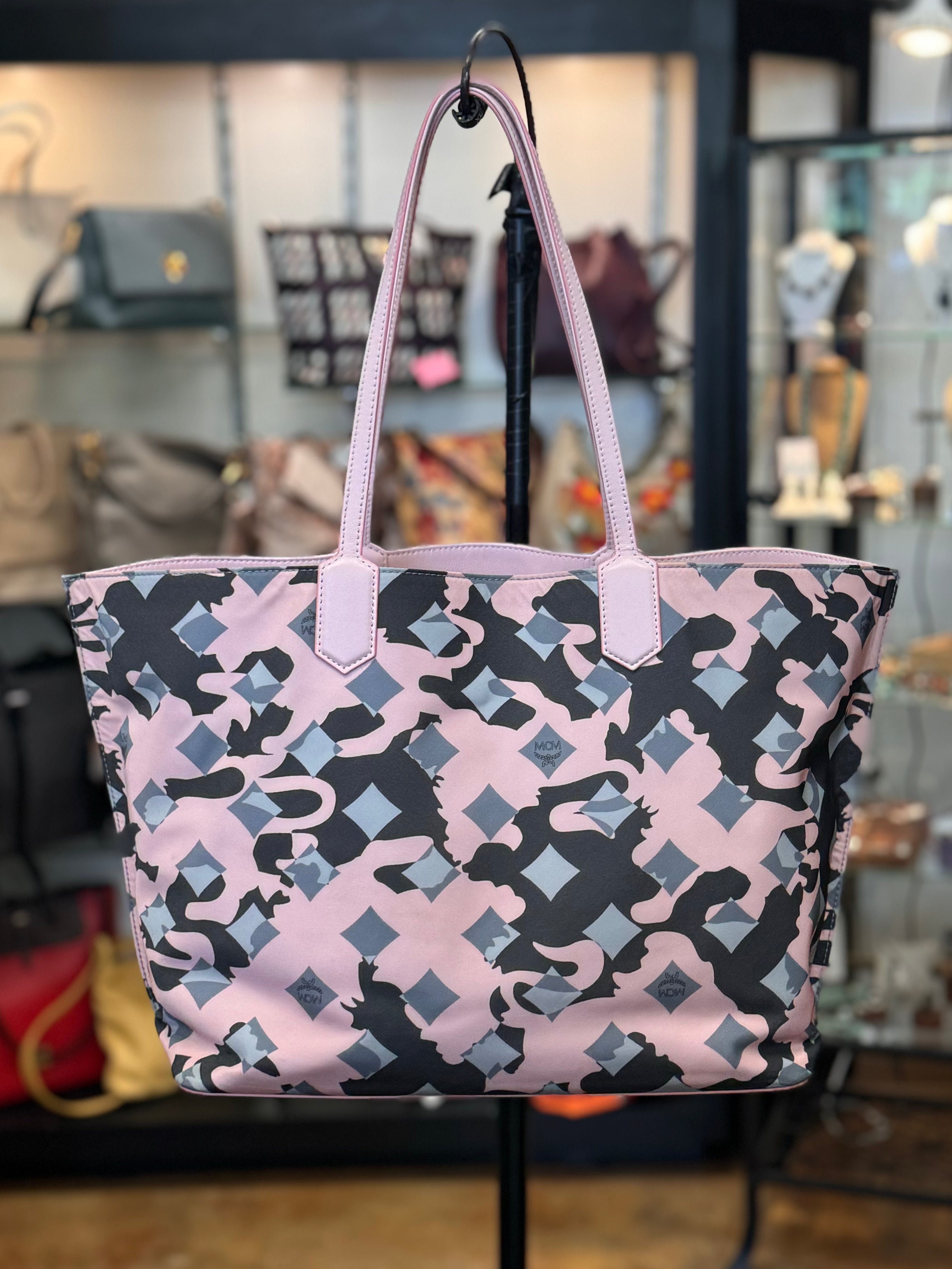 MCM Blush Pink Limited Edition Anya Tote Nylon & Leather Tote